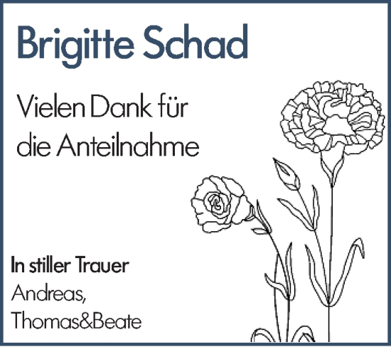 Traueranzeige von Brigitte Schad von Rüsselsheimer Echo