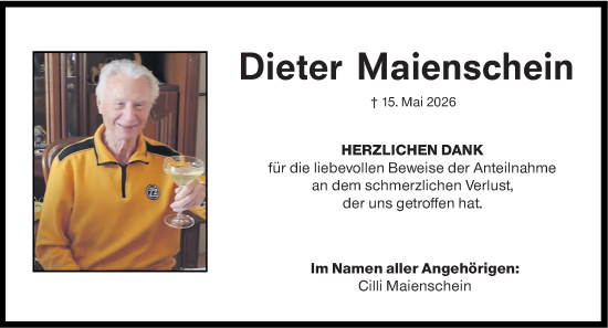 Traueranzeige von Dieter Maienschein von Hochheimer Zeitung