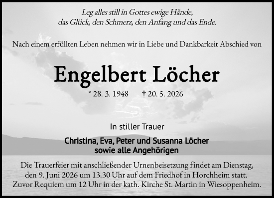 Traueranzeige von Engelbert Löcher von Wormser Zeitung