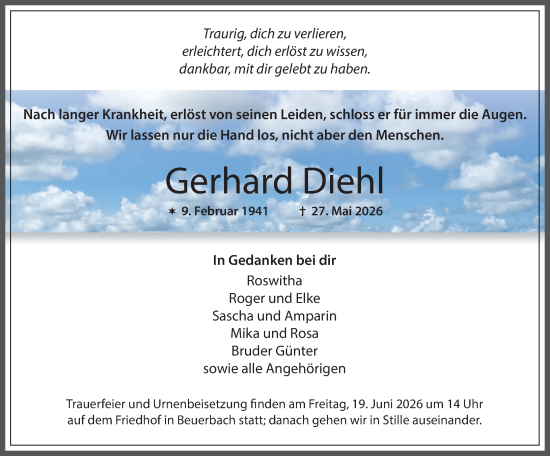 Traueranzeige von Gerhard Diehl von Idsteiner Land/Untertaunus