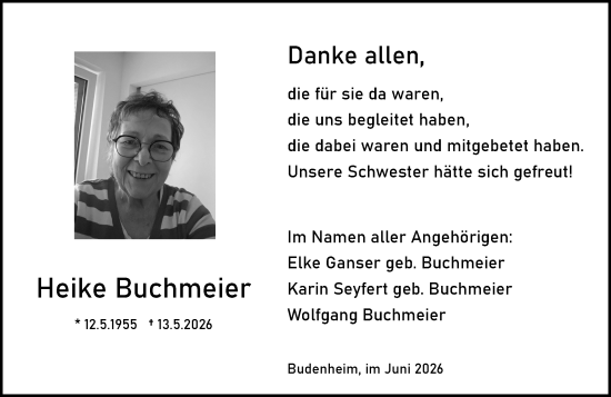 Traueranzeige von Heike Buchmeier von Allgemeine Zeitung Mainz