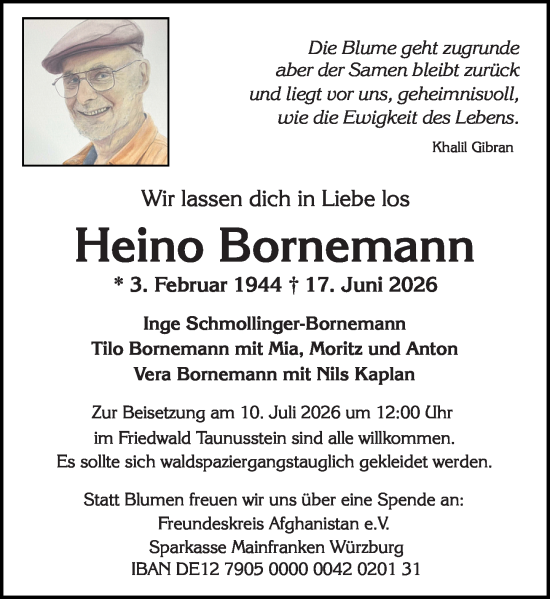 Traueranzeige von Heino Bornemann von Hochheimer Zeitung