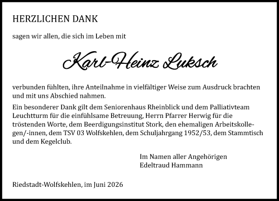 Traueranzeige von Karl-Heinz Luksch von Darmstädter Echo