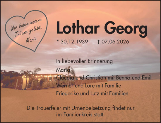 Traueranzeige von Lothar Georg von Wetzlarer Neue Zeitung