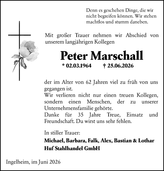 Traueranzeige von Peter Marschall von Allgemeine Zeitung Rheinhessen-Nahe