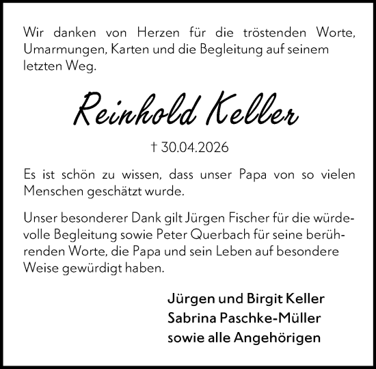 Traueranzeige von Reinhold Keller von Darmstädter Echo