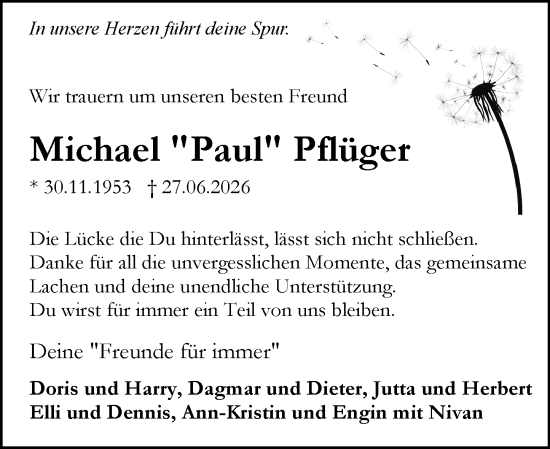 Traueranzeige von Michael Pflüger von Rüsselsheimer Echo
