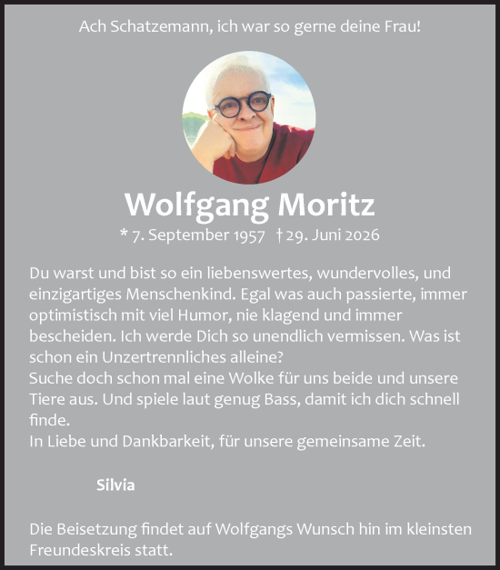 Traueranzeige von Wolfgang Moritz von Allgemeine Zeitung Mainz