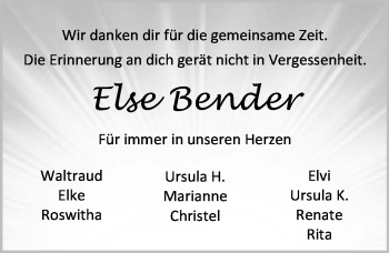 Traueranzeige von Else Bender von 206 WT - Weilburger Tageblatt (140)