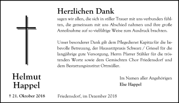 Traueranzeige von Helmut Happel von 205 HA - Hinterländer Anzeiger (130)