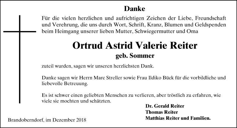  Traueranzeige für Ortrud Astrid Valerie Reiter vom 22.12.2018 aus 201 WNZ - Wetzlarer Neue Zeitung (110)