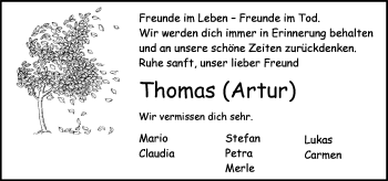 Traueranzeige von Thomas  von 206 WT - Weilburger Tageblatt (140)