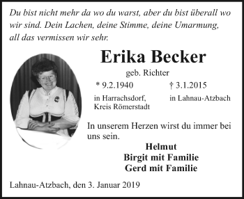 Traueranzeige von Erika Becker von 201 WNZ - Wetzlarer Neue Zeitung (110)