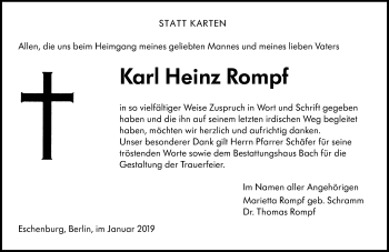 Traueranzeige von Karl Heinz Rompf von 202 Dill Block (120)