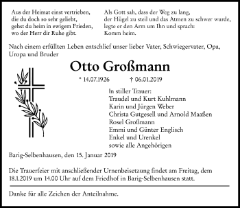 Traueranzeige von Otto Großmann von 206 WT - Weilburger Tageblatt (140)