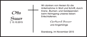 Traueranzeige von Otto Sauer von trauer.echo-online.de