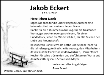 Traueranzeige von Jakob Eckert von Odenwälder Echo