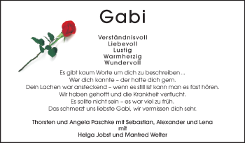 Traueranzeige von Gabi  von Starkenburger Echo