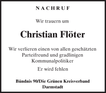 Traueranzeige von Christian Flöter von trauer.echo-online.de