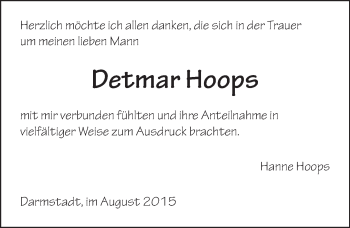 Traueranzeige von Detmar Hoops von trauer.echo-online.de