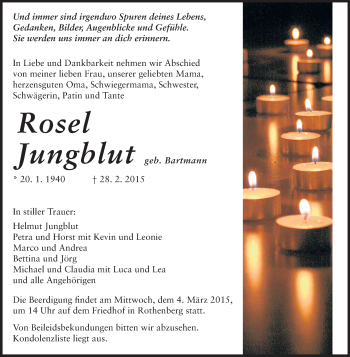 Traueranzeige von Rosel Jungblut von Odenwälder Echo