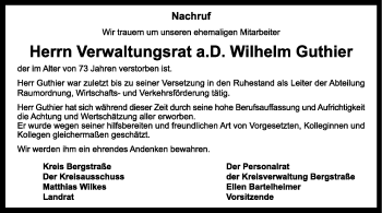 Traueranzeige von Wilhelm Guthier von Starkenburger Echo
