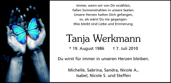 Traueranzeige von Tanja Werkmann von Rüsselsheimer Echo, Groß-Gerauer-Echo, Ried Echo