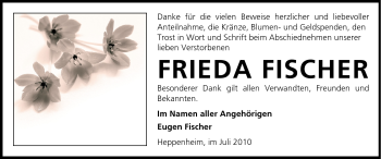 Traueranzeige von Frieda Fischer von Starkenburger Echo
