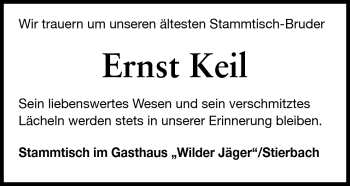 Traueranzeige von Ernst Keil von Odenwälder Echo