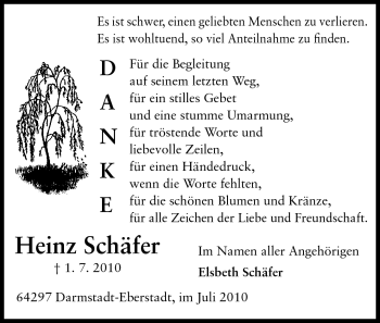 Traueranzeige von Heinz Schäfer von Echo-Zeitungen (Gesamtausgabe)