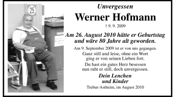 Traueranzeige von Werner Hoffmann von Echo-Zeitungen (Gesamtausgabe)