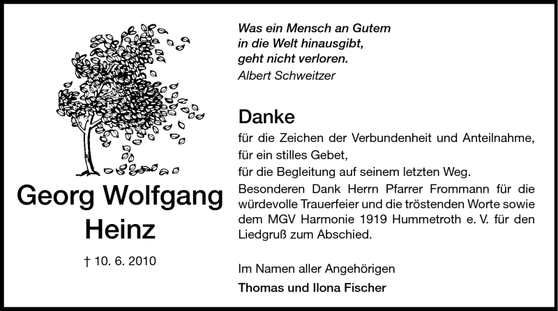  Traueranzeige für Georg Wolfgang Heinz vom 31.07.2010 aus Odenwälder Echo
