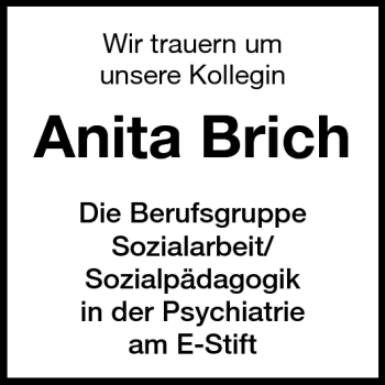 Traueranzeige von Anita Brich von Echo-Zeitungen (Gesamtausgabe)