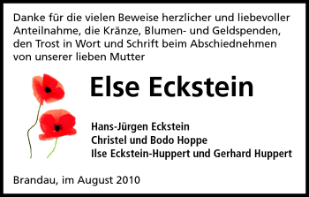 Traueranzeige von Else Eckstein von Darmstädter Echo, Odenwälder Echo, Rüsselsheimer Echo, Groß-Gerauer-Echo, Ried Echo