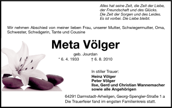 Traueranzeige von Völker Meta von Echo-Zeitungen (Gesamtausgabe)