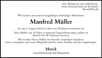 Traueranzeige von Manfred Müller von Echo-Zeitungen (Gesamtausgabe)