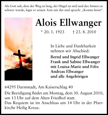 Traueranzeige von Alois Ellwanger von Echo-Zeitungen (Gesamtausgabe)