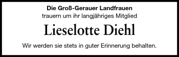 Traueranzeige von Lieselotte Diehl von Rüsselsheimer Echo, Groß-Gerauer-Echo, Ried Echo