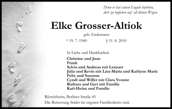 Traueranzeige von Elke Grosser-Altiok von Rüsselsheimer Echo, Groß-Gerauer-Echo, Ried Echo