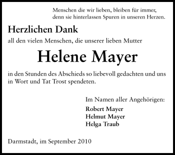 Traueranzeige von Helene Mayer von Echo-Zeitungen (Gesamtausgabe)