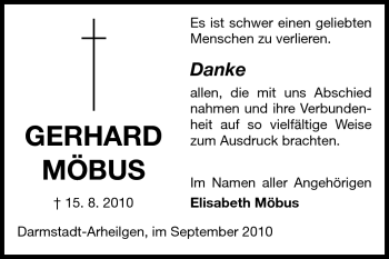 Traueranzeige von Gerhard Möbus von Echo-Zeitungen (Gesamtausgabe)