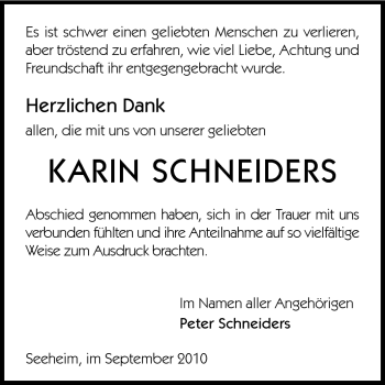 Traueranzeige von Karin Luise Schneiders von Echo-Zeitungen (Gesamtausgabe)