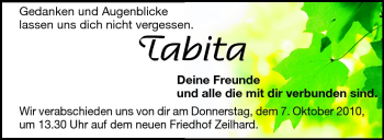 Traueranzeige von Tabita - von Echo-Zeitungen (Gesamtausgabe)