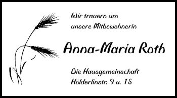 Traueranzeige von Anna-Maria Roth von Rüsselsheimer Echo, Groß-Gerauer-Echo, Ried Echo