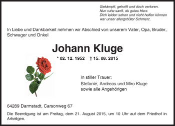 Traueranzeige von Johann Kluge von trauer.echo-online.de