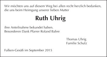 Traueranzeige von Ruth Uhrig von trauer.echo-online.de