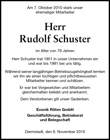 Traueranzeige von Rudolf Schuster von Echo-Zeitungen (Gesamtausgabe)