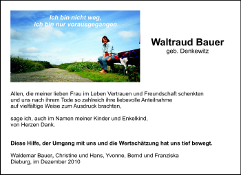 Traueranzeige von Waltraud Bauer von Echo-Zeitungen (Gesamtausgabe)