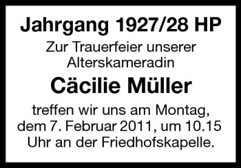 Traueranzeige von Cäcilie Müller von Starkenburger Echo