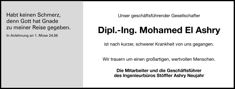  Traueranzeige für Mohamed El Ashry vom 15.02.2011 aus Echo-Zeitungen (Gesamtausgabe)